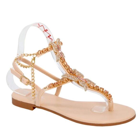 ROSE GOLD RHINESTONE BUTTERFLY SANDAL - Picture 2 of 2